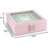 imageCo 28 Section Jewelry Box  2 Layer  Buckle Snap ampamp Magnet Closure  Large Mirror  Pu Leather  Black  Jewelry Organizer for Women ampamp Girls  Holder for Earring Ring Necklace ampamp BraceletSoft Pink Glass Top