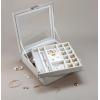 imageCo 28 Section Jewelry Box  2 Layer  Buckle Snap ampamp Magnet Closure  Large Mirror  Pu Leather  Black  Jewelry Organizer for Women ampamp Girls  Holder for Earring Ring Necklace ampamp BraceletGrey Glass Top