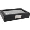 imageCufflink Box for Men  Holds 70 Cufflinks  Luxury Display Jewelry Case Design  Metal Buckle Holder Large Glass TopBlack