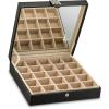 imageEarring Organizer  Classic 25 Section Jewelry BoxCaseHolder for Earrings Rings Necklaces Jewelry Cufflinks or Collections 25 Small Compartments with Elegant Large Mirror  BlackBlack