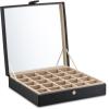 imageEarring Organizer  Classic 25 Section Jewelry BoxCaseHolder for Earrings Rings Necklaces Jewelry Cufflinks or Collections 25 Small Compartments with Elegant Large Mirror  BlackBlack