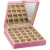 imageEarring Organizer  Classic 25 Section Jewelry BoxCaseHolder for Earrings Rings Necklaces Jewelry Cufflinks or Collections 25 Small Compartments with Elegant Large Mirror  BlackPink