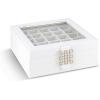 imageEarring Organizer  Classic 50 Section Jewelry BoxCaseHolder for Earrings Rings Necklaces Jewelry Cufflinks or Collections 2 Layer Small Compartments with Large Mirror  BlackWhite Glass Top