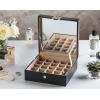 imageEarring Organizer  Classic 50 Section Jewelry BoxCaseHolder for Earrings Rings Necklaces Jewelry Cufflinks or Collections 2 Layer Small Compartments with Large Mirror  BlackBlack