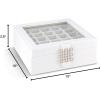 imageEarring Organizer  Classic 50 Section Jewelry BoxCaseHolder for Earrings Rings Necklaces Jewelry Cufflinks or Collections 2 Layer Small Compartments with Large Mirror  BlackWhite Glass Top