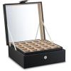 imageEarring Organizer  Classic 50 Section Jewelry BoxCaseHolder for Earrings Rings Necklaces Jewelry Cufflinks or Collections 2 Layer Small Compartments with Large Mirror  BlackBlack