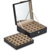 imageEarring Organizer  Classic 50 Section Jewelry BoxCaseHolder for Earrings Rings Necklaces Jewelry Cufflinks or Collections 2 Layer Small Compartments with Large Mirror  BlackBlack
