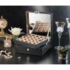 imageEarring Organizer  Classic 50 Section Jewelry BoxCaseHolder for Earrings Rings Necklaces Jewelry Cufflinks or Collections 2 Layer Small Compartments with Large Mirror  BlackBlack