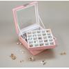 imageEarring Organizer  Classic 50 Section Jewelry BoxCaseHolder for Earrings Rings Necklaces Jewelry Cufflinks or Collections 2 Layer Small Compartments with Large Mirror  BlackSoft Pink GlassTop