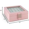 imageEarring Organizer  Classic 50 Section Jewelry BoxCaseHolder for Earrings Rings Necklaces Jewelry Cufflinks or Collections 2 Layer Small Compartments with Large Mirror  BlackSoft Pink GlassTop