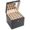 imageEarring Organizer Holder  75 Small ampamp 4 Large Slots Classic Jewelry Box with Drawer ampamp Modern Closure Mirror 4 Trays Earrings Ring or Chain Storage  PU Leather Case  BlackBlack