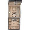 imageJewelry Box Organizer  Small 17 Slot Classic Holder with Modern Closure Large Mirror 2 Trays for Women Girls ampamp Teens  Storage Case for Earring Ring Necklace Bracelet  PU Leather Black