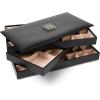 imageJewelry Organizer Tray  Set of 2  Stackable Empty Jewelry Storage Trays wo Dividers  Display on Dresser or Drawer  Compatible with Other Glenor Trays  BlackRectangle  3 Trays  Lid Set  77 Slots