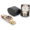 imageLarge 12 Slot Wooden Watch Box For Men  Modern Luxury Case with Gold Buckle ampamp Legs  Glass Display Storage  Mens Organizer  Black Leather Pillow Holder  Brown Walnut Wood12 Slot