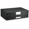 imageMens ValetDresser Organizer  Luxury 12 Slot Jewelry Accessories Box Carbon Fiber Design Drawer Tray Metal Buckle ampamp Large Mirror for Mens Watches Sunglasses Wallet  Pu Leather Black
