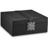 imageRing Box Organizer  54 Slot Classic Jewelry Display Case Holder  Storage Tray with Modern Buckle Closure Large Mirror  for Rings and Cufflinks  Small for Travel  PU leather  Black108 Slots