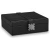 imageRing Box Organizer  54 Slot Classic Jewelry Display Case Holder  Storage Tray with Modern Buckle Closure Large Mirror  for Rings and Cufflinks  Small for Travel  PU leather  Black54 Slots