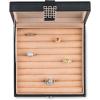 imageRing Box Organizer  54 Slot Classic Jewelry Display Case Holder  Storage Tray with Modern Buckle Closure Large Mirror  for Rings and Cufflinks  Small for Travel  PU leather  Black54 Slots