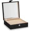 imageRing Box Organizer  54 Slot Classic Jewelry Display Case Holder  Storage Tray with Modern Buckle Closure Large Mirror  for Rings and Cufflinks  Small for Travel  PU leather  Black54 Slots
