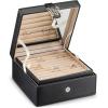 imageRing Box Organizer  54 Slot Classic Jewelry Display Case Holder  Storage Tray with Modern Buckle Closure Large Mirror  for Rings and Cufflinks  Small for Travel  PU leather  Black108 Slots