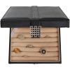 imageRing Box Organizer  54 Slot Classic Jewelry Display Case Holder  Storage Tray with Modern Buckle Closure Large Mirror  for Rings and Cufflinks  Small for Travel  PU leather  Black54 Slots