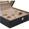 imageRing Box Organizer  54 Slot Classic Jewelry Display Case Holder  Storage Tray with Modern Buckle Closure Large Mirror  for Rings and Cufflinks  Small for Travel  PU leather  Black54 Slots