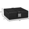 imageRing Box Organizer  54 Slot Classic Jewelry Display Case Holder  Storage Tray with Modern Buckle Closure Large Mirror  for Rings and Cufflinks  Small for Travel  PU leather  Black54 Slots