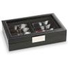 imageSunglasses Organizer Case  8 Slot Storage Holder to display SunglassEye Glasses  Modern Box with Clear Glass Top and Metal Buckle for Men and Women  Carbon Fiber Leather Design  Black
