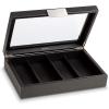 imageSunglasses Organizer Case  8 Slot Storage Holder to display SunglassEye Glasses  Modern Box with Clear Glass Top and Metal Buckle for Men and Women  Carbon Fiber Leather Design  Black