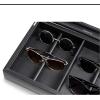 imageSunglasses Organizer Case  8 Slot Storage Holder to display SunglassEye Glasses  Modern Box with Clear Glass Top and Metal Buckle for Men and Women  Carbon Fiber Leather Design  Black