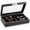 imageSunglasses Organizer Case  8 Slot Storage Holder to display SunglassEye Glasses  Modern Box with Clear Glass Top and Metal Buckle for Men and Women  Carbon Fiber Leather Design  Black