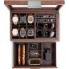 imageValet Jewelry Box for Men  Holds 6 Watches 12 cufflinks 2 Sunglasses Drawer ampamp Tray Storage  Watch Case  Carbon Fiber design Organizer w Metal Accents ampamp Large Glass Lid  BlackBrown