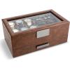 imageValet Jewelry Box for Men  Holds 6 Watches 12 cufflinks 2 Sunglasses Drawer ampamp Tray Storage  Watch Case  Carbon Fiber design Organizer w Metal Accents ampamp Large Glass Lid  BlackBrown