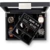 imageValet Jewelry Box for Men  Holds 6 Watches 12 cufflinks 2 Sunglasses ampamp Tray Storage  Mens Watch Case  CarbonFiber Organizer w Metal Accents PU Leather ampamp Large Glass Lid  BlackBlack