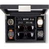 imageValet Jewelry Box for Men  Holds 6 Watches 12 cufflinks 2 Sunglasses ampamp Tray Storage  Mens Watch Case  CarbonFiber Organizer w Metal Accents PU Leather ampamp Large Glass Lid  BlackBlack