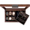imageValet Jewelry Box for Men  Holds 6 Watches 12 cufflinks 2 Sunglasses ampamp Tray Storage  Mens Watch Case  CarbonFiber Organizer w Metal Accents PU Leather ampamp Large Glass Lid  BlackBrown