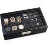 imageValet Jewelry Box for Men  Holds 6 Watches 12 cufflinks 2 Sunglasses ampamp Tray Storage  Mens Watch Case  CarbonFiber Organizer w Metal Accents PU Leather ampamp Large Glass Lid  BlackBlack