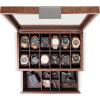 imageValet Jewelry Watch Box for Men  Carbon Fiber Texture Organizer with Glass Top Drawer ampamp Tray  Holder for Watches Cufflinks Sunglasses Tie Clips ampamp Accessories  Small Case  BlackBrown