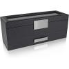 imageValet Jewelry Watch Box for Men  Carbon Fiber Texture Organizer with Glass Top Drawer ampamp Tray  Holder for Watches Cufflinks Sunglasses Tie Clips ampamp Accessories  Small Case  BlackBlack