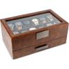 imageValet Jewelry Watch Box for Men  Carbon Fiber Texture Organizer with Glass Top Drawer ampamp Tray  Holder for Watches Cufflinks Sunglasses Tie Clips ampamp Accessories  Small Case  BlackBrown