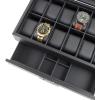 imageValet Jewelry Watch Box for Men  Carbon Fiber Texture Organizer with Glass Top Drawer ampamp Tray  Holder for Watches Cufflinks Sunglasses Tie Clips ampamp Accessories  Small Case  BlackBlack