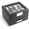 imageValet Jewelry Watch Box for Men  Carbon Fiber Texture Organizer with Glass Top Drawer ampamp Tray  Holder for Watches Cufflinks Sunglasses Tie Clips ampamp Accessories  Small Case  BlackBlack