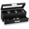 imageValet Jewelry Watch Box for Men  Carbon Fiber Texture Organizer with Glass Top Drawer ampamp Tray  Holder for Watches Cufflinks Sunglasses Tie Clips ampamp Accessories  Small Case  BlackBlack