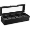 imageWatch Box Organizer for Men  12 Slot Luxurious ampamp Masculine Carbon Fiber Textured Case  Large Watch Holder  Glass Top Watch Display Case  Metal Accents  Watch Cases for Men  BlackBlack