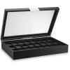 imageWatch Box Organizer for Men  12 Slot Luxurious ampamp Masculine Carbon Fiber Textured Case  Large Watch Holder  Glass Top Watch Display Case  Metal Accents  Watch Cases for Men  BlackBlack