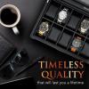 imageWatch Box Organizer for Men  12 Slot Luxurious ampamp Masculine Carbon Fiber Textured Case  Large Watch Holder  Glass Top Watch Display Case  Metal Accents  Watch Cases for Men  BlackBlack