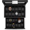 imageWatch Box Organizer for Men  12 Slot Luxurious ampamp Masculine Carbon Fiber Textured Case  Large Watch Holder  Glass Top Watch Display Case  Metal Accents  Watch Cases for Men  BlackBlack