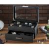 imageWatch Box Organizer for Men  12 Slot Luxurious ampamp Masculine Carbon Fiber Textured Case  Large Watch Holder  Glass Top Watch Display Case  Metal Accents  Watch Cases for Men  BlackBlack