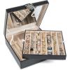 image12 Section Necklace Organizer  Large Mirror  2 Trays  PU Leather  Black  Jewelry Box  Modern Buckle Closure  Fits Necklace ampamp Bracelet  Jewelry Holder for Women Teens ampamp Girls