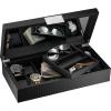 imageCo Watch and Sunglasses Box with Valet Tray for Men 14 Slot Luxury Display Case Organizer Black Carbon Fiber Design for Jewelry Watches Mens Storage Holder w Large Mirror Metal Buckle